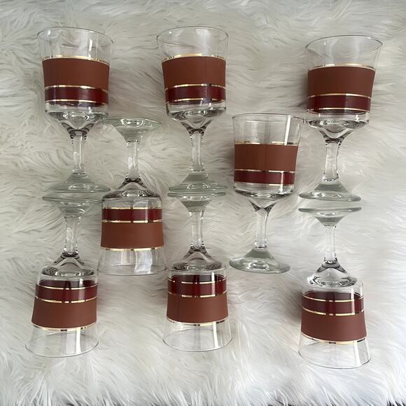 Vintage 70s Libbey goblet 8 piece glassware set - Picture 2 of 9